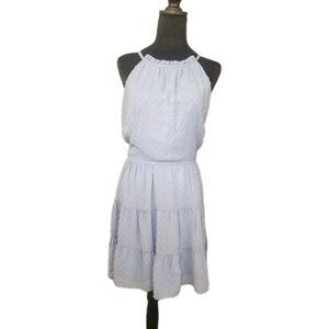 Altar'd State Women's Sz L Midi Light Blue Halter Tiered Bouble Dress Romantic